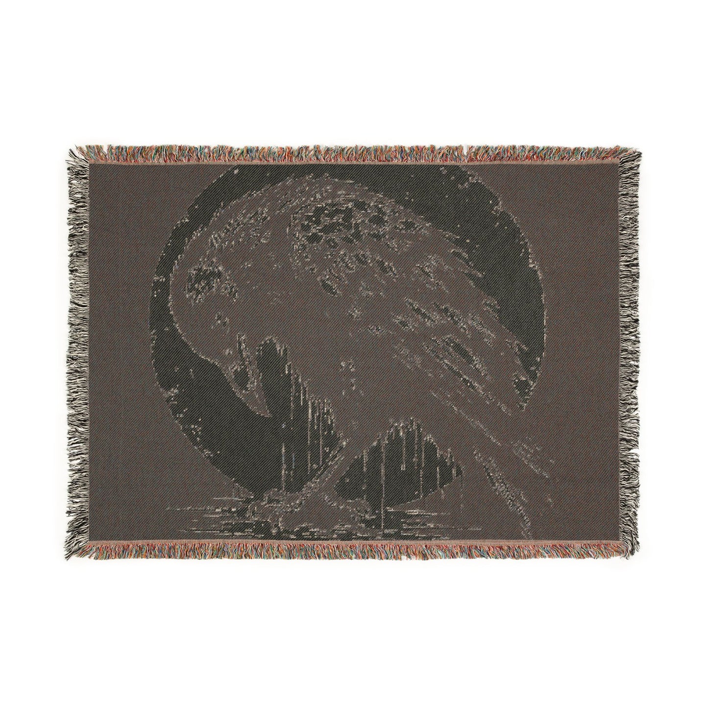 Raven Moon Woven Blanket — Gothic Crow Throw for Cozy Home Décor